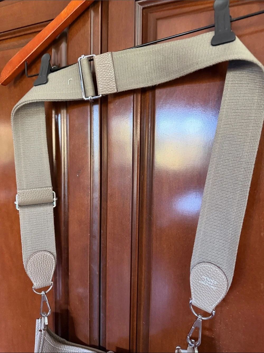 Taupe Leather Crossbody/shoulder Bag with Wide Strap